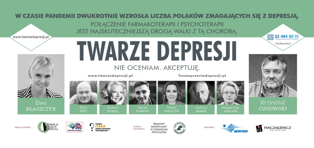 twarze depresji, baner informacyjny